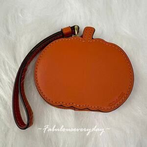 Coach Halloween Pumpkin Coin Case Wristlet In Leather/Im/Bright Canyon CCG22 NWT